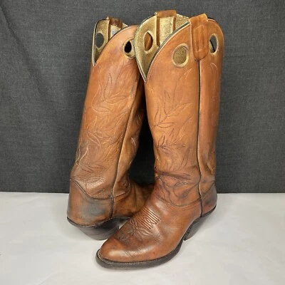 Botas de Vaquero Olathe Para Hombre Talla 9 D Hechas en EE. UU. Cuero Marrón Alto Western Foto 1 de 4