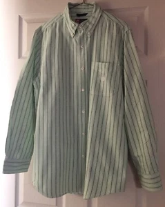 Chaps Mens Mint Green Long Sleeve Pin Stripe Button Up Shirt Cotton Medium NWOT - Picture 1 of 6
