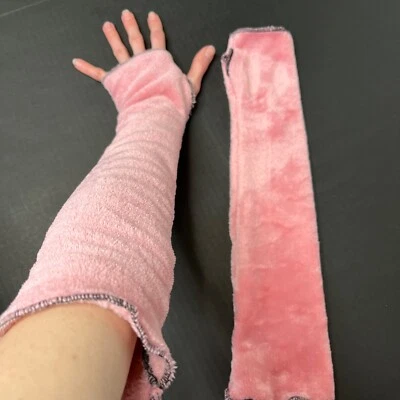 Fleece Texting Gloves Pink Fuzzy Arm Warmers Long Driving Covers Fur Warm Covers - Image 1 of 4