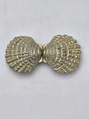 Seashell Belt Buckle Two Piece Gold Tone Metal Vintage - Image 1 of 4