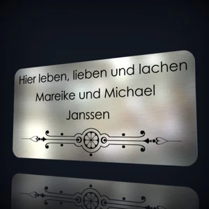 EDELSTAHL TÜRSCHILD NAMENSSCHILD KLINGELSCHILD MIT LASERGRAVUR NACH WUNSCH - Bild 1 von 3
