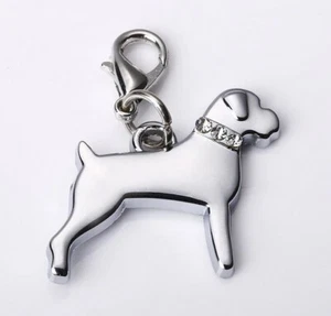 Silver BOXER Dog Pendant Keychain Keyring Key Chain Ring Charm Attachment - Picture 1 of 1