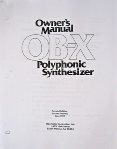 Folleto manual del propietario impreso sintetizador OBX Oberheim - Imagen 1 de 1