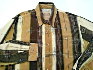 Mix Studio Men's Button Up Shirt XL Brown Abstract Vintage USA Long Sleeve - Picture 1 of 12