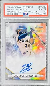 PSA 10 Jackson Chourio AUTO /150 Refractor 2023 Bowman Sterling #PAJCU Rookie SP - Picture 1 of 4
