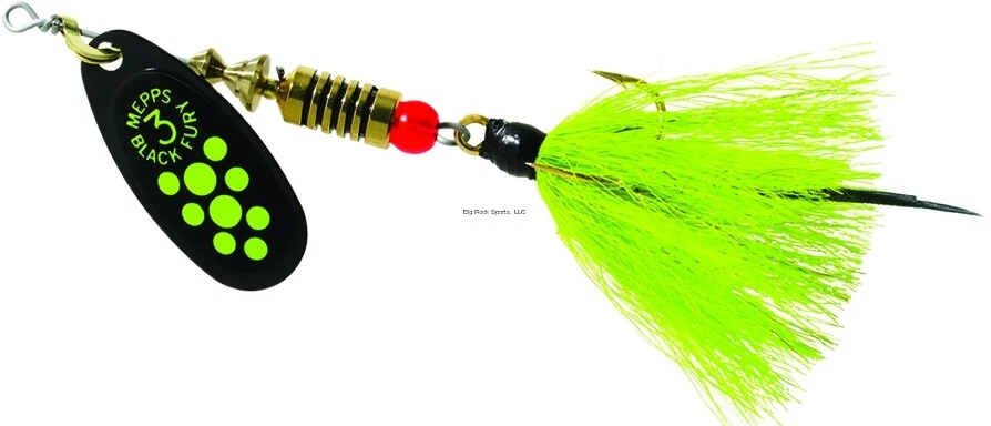 Mepps Black Fury Dressed Bf3t CH 1/4 Ounce Chartreuse Dot