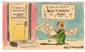 1940 George T. Maxwell Karikaturist Wilmington News handgezeichnet auf UX27 - Bild 1 von 2