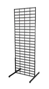Slat Grid Panel Screen 2' x 6' Foot Display Black 2 Legs Stand Metal Craft Shows - Picture 1 of 4