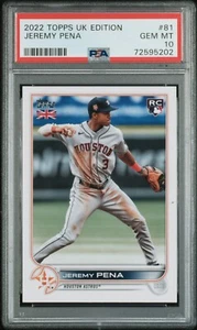 2022 Topps UK Edition Baseball Jeremy Pena RC Rookie #81 Gem Mint PSA 10 Low Pop - Picture 1 of 2