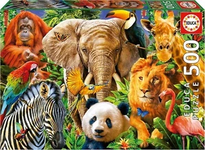 NEW Educa Jigsaw Puzzle 500 Pieces Kids Adults 14+ 19550 Wild Animal Collage - Imagen 1 de 2