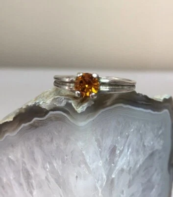 Натуральный граненый цитрин, серебро ручной работы кольцо. Размер 6,75 камень размер 5 мм - Изображение 1 из 3