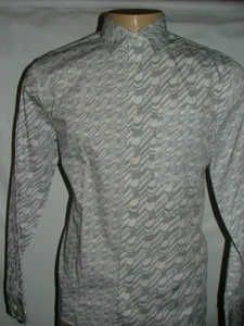 NEU OHNE ETIKETT TED BAKER LONDON FREIZEITHEMD GRÖSSE 6 XXL 100 % BAUMWOLLE GRAU WEISS #145 - Bild 1 von 8