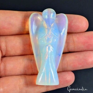 2,1 Zoll Mini Hydro Opal geschnitzt Engel Dekor Flügel Figur Wächter Statue - Bild 1 von 7