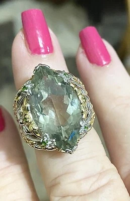 💚MICHAEL VALITUTTI NH GEMAS EN BOGUE  Enorme Anillo Esterlina Amatista Verde Talla 5 Foto 1 de 4