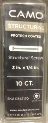 Camo 3 in Long x 1/4” Star Flat Head Structural Screws 10 pack with BIT - Image 1 of 2