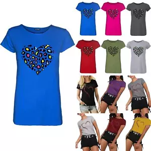 Ladies Women Animal Print Cap Sleeve Summer Casual Basic Baggy Basic T Shirt Top - Picture 1 of 26