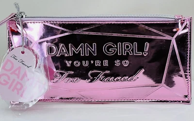 Too Faced Damn Girl You're so too faced Cosmetic Pouch MetallicPink Holiday Sale - Image 1 of 4