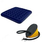 Flocked Air Bed Single Double Inflatable Mattress Airbed Camping + Foot Pump