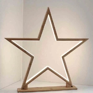 ADVENTS STERN TISCHLAMPE WEIHNACHTS LED STERN 53 CM HOLZ ZUM STELLEN NEU - Bild 1 von 1