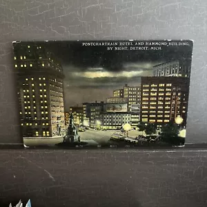 MI Detroit Michigan Pontchartrain Hotel Hammond Edificio de Noche Postal UNP - Imagen 1 de 2