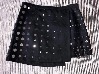 NUEVO* Minifalda Descubrimiento Nanette Lepore $298 Negra Lentejuelas Tachuelas. Talla: 4 Foto 1 de 4