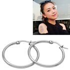Fashion Silver Plated Stainless Steel 2Mm Thin Polished Round Hoop Earrings And Rz