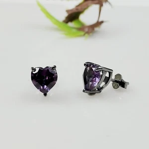 Tachuelas de Alejandrita Corazón, Plata de Ley 925, Piedra Cambiante de Color, Regalo para Ella - Imagen 1 de 4