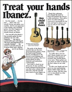 1980 Ibanez Artwood series AW-90 acoustic guitar advertisement 8 x 11 ad print - Picture 1 of 3