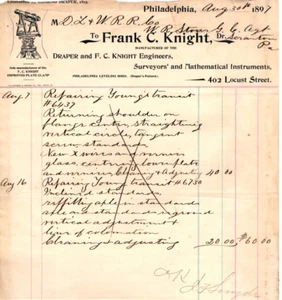 1897 FRANK C. KNIGHT - SURVEYORS & MATHEMATICAL INSTRUMENTS - PHILADELPHIA  (B3) - Picture 1 of 1