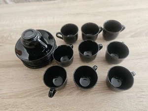 Arcoroc France Espresso Tassen mit Untertassen Vintage 20 Teile schwarz - Bild 1 von 6