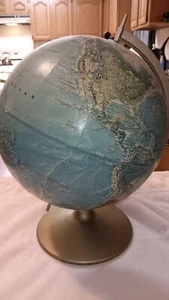 Rand McNally World Portrait Globe Vintage 60's Raised Topography - Picture 1 of 3