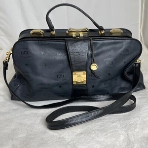 Vintage HCL monogram Black/Gray doctor handbag/Crossbody - Picture 1 of 14