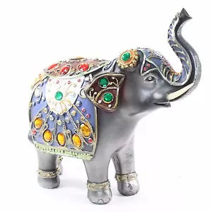 Feng Shui 10" Gris Oscuro Elefante Trompa Estatua Figura de la Suerte Regalo Decoración del Hogar - Imagen 1 de 4