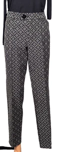 Pantalone donna Nanette Lepore taglia 10 lungo alla caviglia nero bianco geometrico da lavoro - Foto 1 di 11