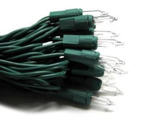 GE 100 Constant on Miniature Lights Clear Set of 3 Christmas Green Wired