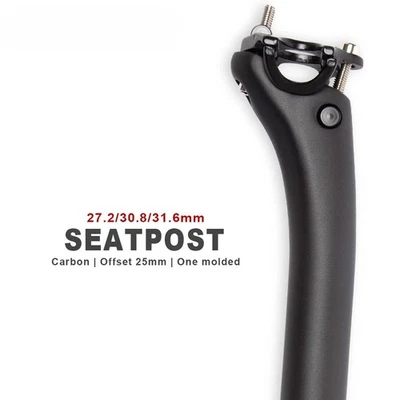 Tija de sillín de bicicleta de carbono 25,4/27,2/31,6 mm desplazado 25 mm Mtb tubo de asiento de bicicleta de carretera  Foto 1 de 4