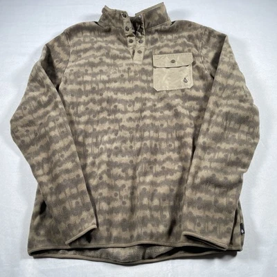 Volcom Camo 1/4 Snap Button Sweat Shirt Pocket Fleece Large - Image 1 of 4
