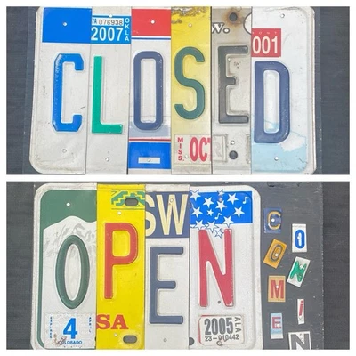 LETRERO DE MATRÍCULA PERSONALIZADO ABIERTO O CERRADO ENTRADA PUERTA TIENDA Regalo de vacaciones Foto 1 de 4