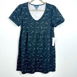 Modcloth Damen Größe Small dunkelgrau Schere Grafikdruck V-Ausschnitt Minikleid - Bild 1 von 6