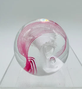 Caithness Glass Paperweight, Trapeze, Scotland, Pink and White Swirl - Picture 1 of 15
