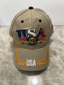 Gorra gorra Estados Unidos de América gancho y bucle ajustable bronceado OSFM - Imagen 1 de 7