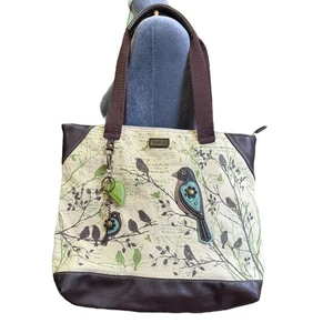 CHALA Bolso de Mano de Lona Cartera Bolso de Hombro Pájaro Escena de la Naturaleza con Dije - Imagen 1 de 13
