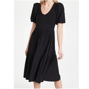 Nation LTD Geri Kurzarm Midi Bauernkleid Gr. M schwarz Stufen Puffärmel - Bild 1 von 13