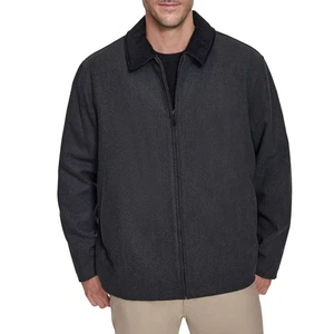 Dockers Jacket Men's Medium Black Wool Blend Full Zip Quilted Lined Coat Winter - Picture 1 of 15