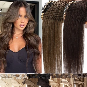 Clip In Hair Extensions 100% Real Human Remy Hair 8Pieces Invisible Full Head US - Picture 1 of 39