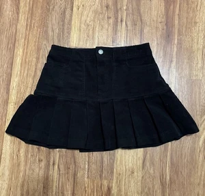Forever 21 Micro Rock schwarz Plissee Y2K 90er Grunge Goth Fee Cord Rüschen - Bild 1 von 9