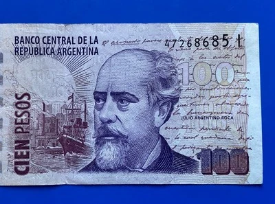 ARGENTINA NOTE 100 PESOS (1999-2002) JULIO ROCA  (SUFFIX I ) P 357 Circulated - Image 1 of 3