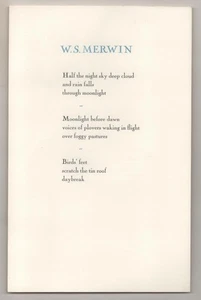W S MERWIN / HALF THE NIGHT SKY DEEP CLOUD 1st Edition 1982 #189242 - Picture 1 of 1