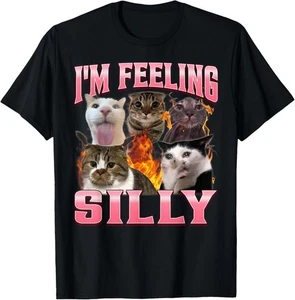 Camiseta Divertida I'm Feeling Silly Humor Linda Gato Meme Bootleg Gráfica - Imagen 1 de 4