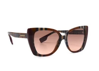NEW BURBERRY MERYL BE4393 CHECK BROWN/BORDEAUX AUTHENTIC SUNGLASSES - Image 1 of 4